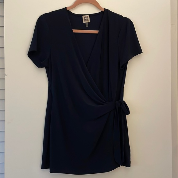 Anne Klein navy wrap shirt size large